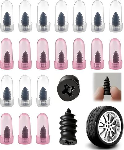 20Pcs Tire Repair Rubber Nails, Self-Vulcanizing Tire Repair Screws with Screwdriver, Universal Tubeless Tire Repair Kit for Car, Motorcycle, Truck, ATV, SUV in Kuwait