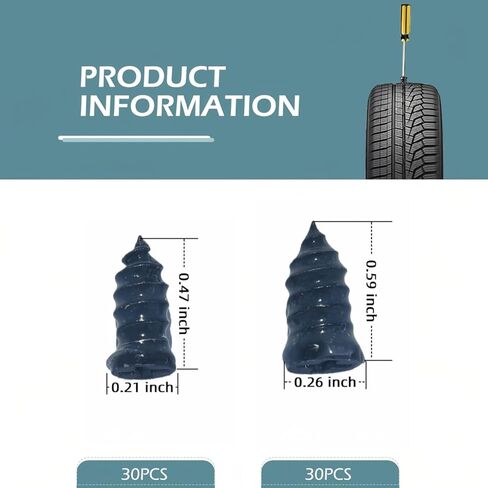 20Pcs Tire Repair Rubber Nails, Self-Vulcanizing Tire Repair Screws with Screwdriver, Universal Tubeless Tire Repair Kit for Car, Motorcycle, Truck, ATV, SUV in Kuwait