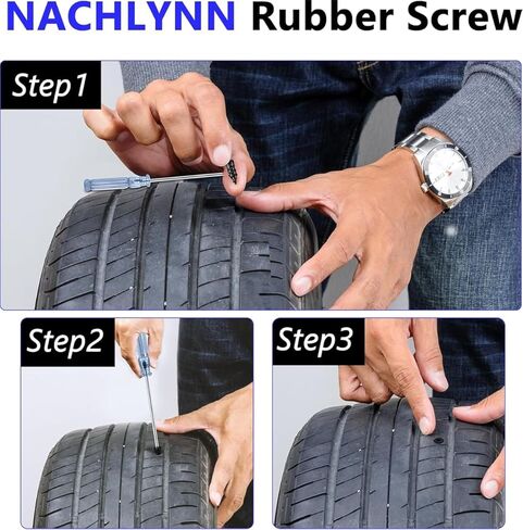 20Pcs Tire Repair Rubber Nails, Self-Vulcanizing Tire Repair Screws with Screwdriver, Universal Tubeless Tire Repair Kit for Car, Motorcycle, Truck, ATV, SUV in Kuwait