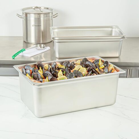 مقالي طاولة بخار بالحجم الكامل من Restaurantware-Kitchen Tek، 6 مقالي بخار مضادة للمربى - تباع الأغطية بشكل منفصل، عمق 8 بوصات، مقلاة فندق من الفولاذ المقاوم للصدأ مقاس 24، قابلة للتجميد، لمناسبات تقديم الطعام والحفلات in Saudi Arabia