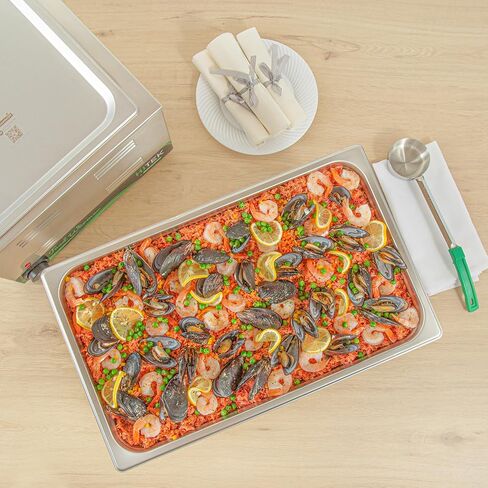 مقالي طاولة بخار بالحجم الكامل من Restaurantware-Kitchen Tek، 6 مقالي بخار مضادة للمربى - تباع الأغطية بشكل منفصل، عمق 8 بوصات، مقلاة فندق من الفولاذ المقاوم للصدأ مقاس 24، قابلة للتجميد، لمناسبات تقديم الطعام والحفلات in Saudi Arabia