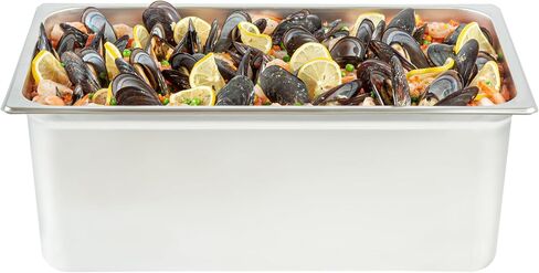 مقالي طاولة بخار بالحجم الكامل من Restaurantware-Kitchen Tek، 6 مقالي بخار مضادة للمربى - تباع الأغطية بشكل منفصل، عمق 8 بوصات، مقلاة فندق من الفولاذ المقاوم للصدأ مقاس 24، قابلة للتجميد، لمناسبات تقديم الطعام والحفلات in Saudi Arabia