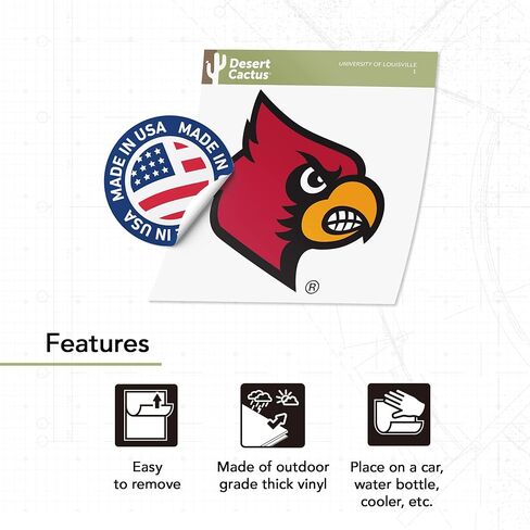Desert Cactus University of Louisville Sticker U of L Cards Cardinals Vinyl Decal Laptop Water Bottle Car Scrapbook (IND 1) in Kuwait