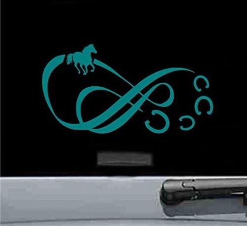 JS Artworks Horse Infinity Horseshoe Vinyl Decal Sticker (Teal) in Kuwait