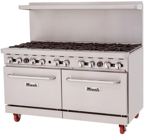 Migali C-RO10-LP 60"" Liquid Propane 10 Burner Range with 2 Standard Ovens - 285,000 BTU, Stainless Steel in Kuwait