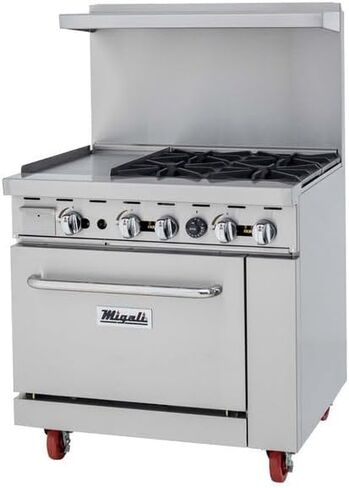 Migali C-RO4-12GL-LP 36" Liquid Propane 4 Burner Range with 12" Griddle - 140,000 BTU in Kuwait
