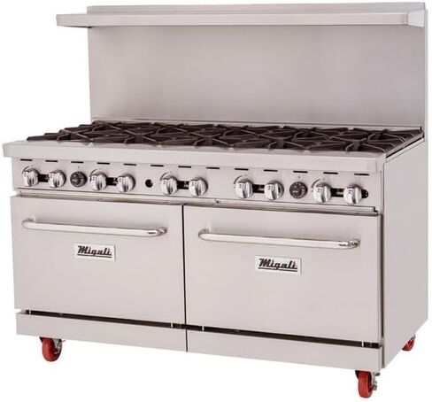 Migali C-RO10-NG 60" Natural Gas 10 Burner Range with 2 Ovens - 305,000 BTU in Kuwait