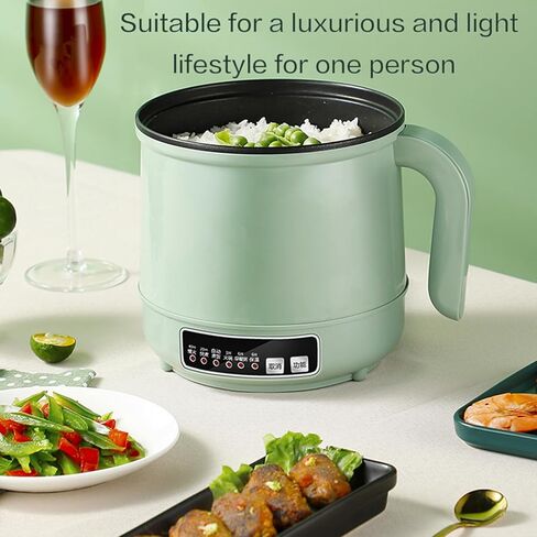 وعاء ساخن كهربائي، طباخ رامين سعة 1.7 لتر، طباخ متعدد الوظائف للمعكرونة، وعاء كهربائي غير لاصق، دقيق الشوفان، الحساء والبيض مع حماية من الحرارة الزائدة، حماية من الغليان الجاف، أخضر (أخضر + شبكة على البخار) in Kuwait