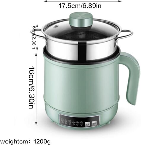 وعاء ساخن كهربائي، طباخ رامين سعة 1.7 لتر، طباخ متعدد الوظائف للمعكرونة، وعاء كهربائي غير لاصق، دقيق الشوفان، الحساء والبيض مع حماية من الحرارة الزائدة، حماية من الغليان الجاف، أخضر (أخضر + شبكة على البخار) in Kuwait