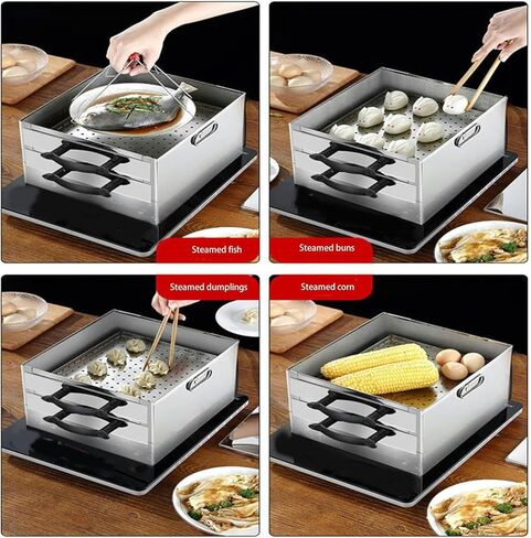 Double-Tier Rice Noodle Rolls Machine, Commercial and Home Use Cheung Fun Changfen for Chinese Cheung Fun Recipes Cookware- in Kuwait