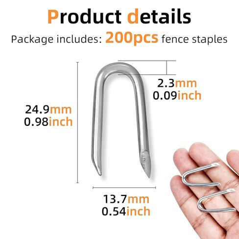 Wire Fencing Staples 200 pcs, Galvanized U Shaped Fasteners Nails for Wire Mesh Fencing Wood Fencing Barbwire Fence in Kuwait