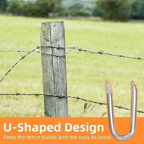 Wire Fencing Staples 200 pcs, Galvanized U Shaped Fasteners Nails for Wire Mesh Fencing Wood Fencing Barbwire Fence in Kuwait
