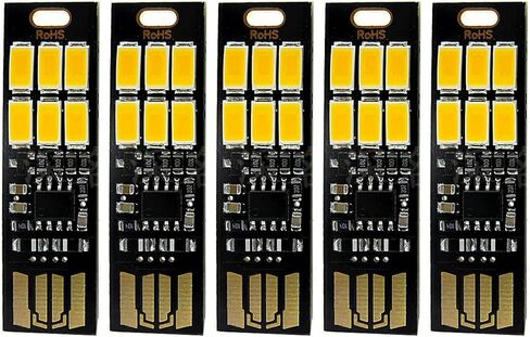 5Pcs 6-LED USB Portable Keychain Lamp with Touch Dimming 1W 3200K Outdoor Sensor Warm Light in Saudi Arabia