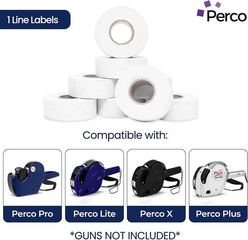 Perco 1 Line Removable Adhesive White Labels - 1 Sleeve, 8,000 Blank Pricing Labels for Perco 1 Line Price and Date Guns in Kuwait