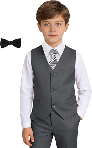 فتى بدلة رسمية من 5 قطع مجموعة سروال رفيع السترة قميص قميص ربطة عنق طفل رضيع صبي في سن المراهقة رنين الحامل ملابس نبيل in Kuwait