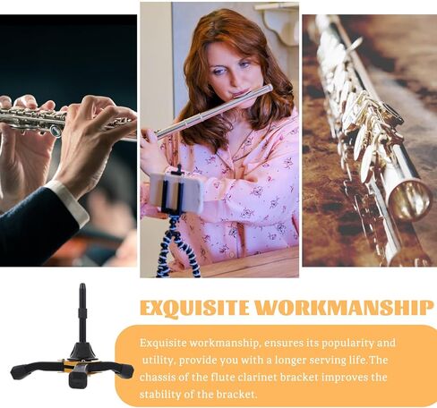 حامل فلوت كلارينيت قابل للطي مع قاعدة صفراء حامل فلوت موثوق به لآلات النفخ الخشبية وحامل ثلاثي القوائم المحمول وإكسسوارات الكلارينيت in Kuwait
