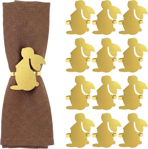 Gold Napkin Rings Set of 12 Metal Napkin Rings Holder for Cloth Napkins Table Bunny Napkin Rings for Easter Party Dinner Table Decoration in Kuwait