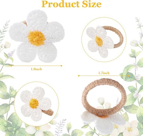 APTWOW Spring Flower Napkin Rings Set of 6 - White Floral Napkin Holder, Farmhouse Napkin Rings for Easter Wedding Birthday Party Banquet Spring Table Decor in Kuwait