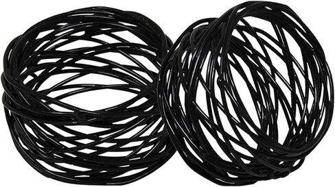 Kaizen Casa Handmade Decorations Black Napkin Rings Set of 12 Metal Mesh for Weddings Dinner Parties or Every Day Use (Black, 12) in Kuwait