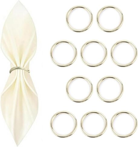 10 Pcs Gold Napkin Rings - Metal Napkin Ring(Round) Stainless Steel Napkin Rings for Table Settings Wedding Christmas Party Dinner Table in Kuwait