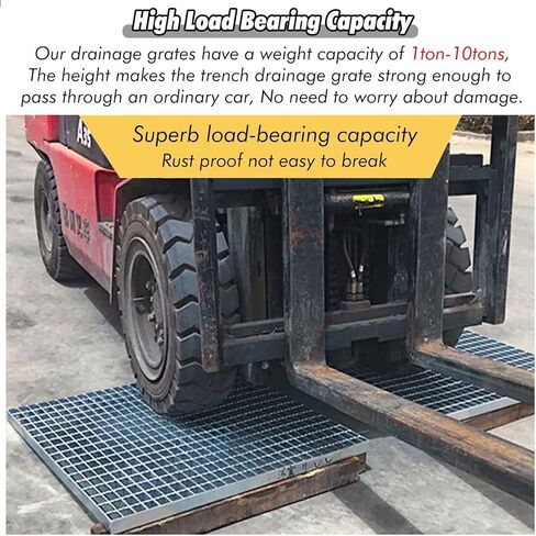 Galvanized Steel Drain Grate Cover 50x30x2cm for Sidewalk & Patio - Detachable Trench Grating Plate for Driveway, Catch Basin & Drainage Solutions, Heavy-Duty Design in Kuwait