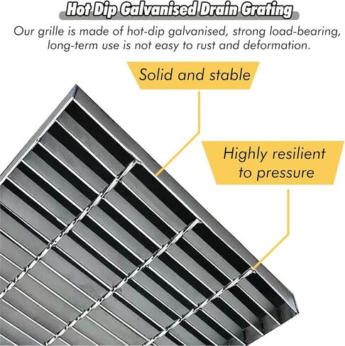 Commercial Galvanized Steel Drain Grate Cover for Sidewalk & Patio - Detachable Trench Grating Plate for Driveway & Catch Basin, 39.4"x13.8"x1.2" (100x35x3cm) in Kuwait