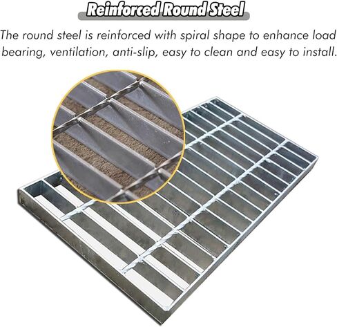 Commercial Galvanized Steel Drain Grate Cover for Sidewalk & Patio - Detachable Trench Grating Plate for Driveway & Catch Basin, 39.4"x13.8"x1.2" (100x35x3cm) in Kuwait