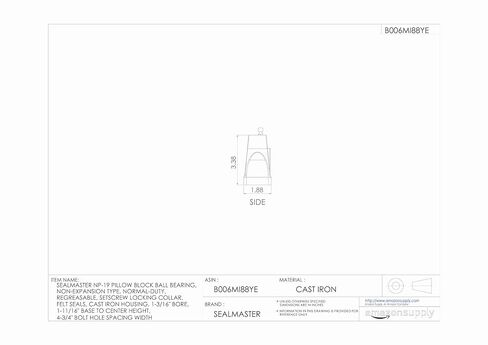 Sealmaster NP-19 Pillow Block Ball Bearing, Non-Expansion Type, Normal-Duty, Regreasable, Setscrew Locking Collar, Felt Seals, Cast Iron Housing, 1-3/16" Bore, 1-11/16" Base to Center Height, 4-3/4" Bolt Hole Spacing Width in Kuwait