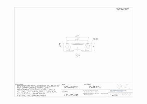 Sealmaster NP-19 Pillow Block Ball Bearing, Non-Expansion Type, Normal-Duty, Regreasable, Setscrew Locking Collar, Felt Seals, Cast Iron Housing, 1-3/16" Bore, 1-11/16" Base to Center Height, 4-3/4" Bolt Hole Spacing Width in Kuwait