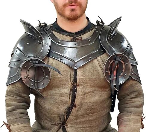 Plate Armor Collar Gorget and Shoulder Guard Knight Armor Pauldrons for Halloween LARP Party, Medieval Adults Costume in Saudi Arabia