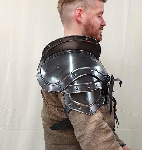 Plate Armor Collar Gorget and Shoulder Guard Knight Armor Pauldrons for Halloween LARP Party, Medieval Adults Costume in Saudi Arabia