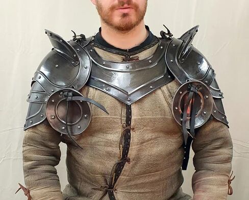 Plate Armor Collar Gorget and Shoulder Guard Knight Armor Pauldrons for Halloween LARP Party, Medieval Adults Costume in Saudi Arabia
