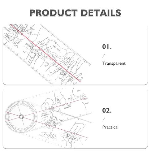 Mikinona Clear Plastic Goniometer - 360 Degree Transparent Orthopedic Angle Measuring Ruler - Knee Degree Measurement for Physical Therapy Occupational Use Students & Athletes in Saudi Arabia