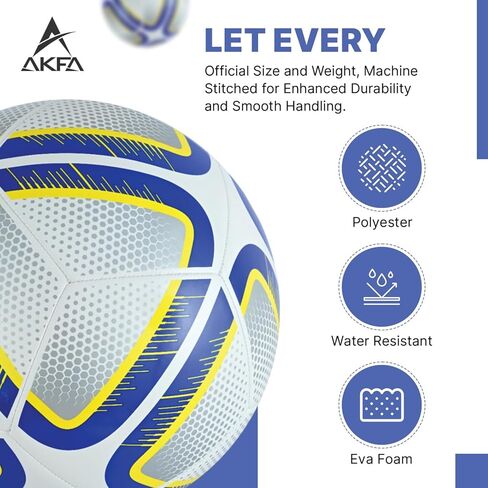 AKFA Champion Soccer Ball Size 5 – Match & Training Use | Premium TPU, SR Butyl Bladder, Weather-Resistant, Durable Grip – Blue/Yellow in Saudi Arabia