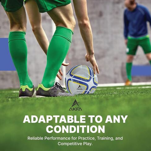AKFA Champion Soccer Ball Size 5 – Match & Training Use | Premium TPU, SR Butyl Bladder, Weather-Resistant, Durable Grip – Blue/Yellow in Saudi Arabia