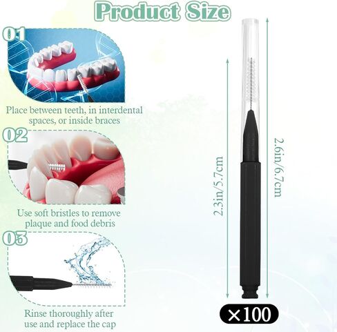 100 PCS Brushes for Braces Dental Brushes Picks Interdental Brush Teeth Brush Picks Dental Cleaning Tools for Braces Bridges Care, Portable Bendable Heads in Kuwait