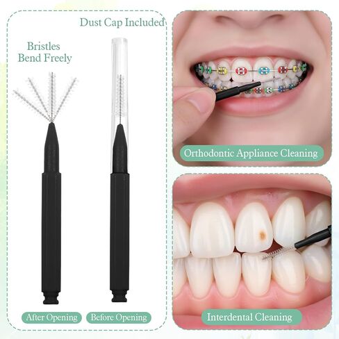 100 PCS Brushes for Braces Dental Brushes Picks Interdental Brush Teeth Brush Picks Dental Cleaning Tools for Braces Bridges Care, Portable Bendable Heads in Kuwait