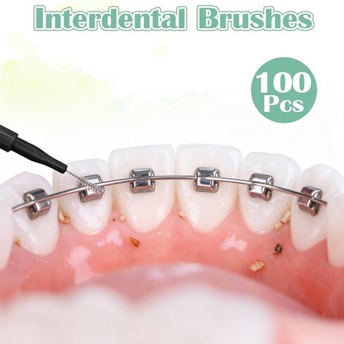 100 PCS Brushes for Braces Dental Brushes Picks Interdental Brush Teeth Brush Picks Dental Cleaning Tools for Braces Bridges Care, Portable Bendable Heads in Kuwait