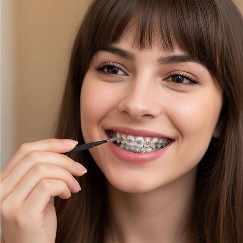 100 PCS Brushes for Braces Dental Brushes Picks Interdental Brush Teeth Brush Picks Dental Cleaning Tools for Braces Bridges Care, Portable Bendable Heads in Kuwait