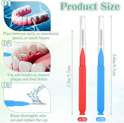 100 PCS Brush for Braces Interdental Brushes Between Teeth Dental Cleaning Tools Tooth Floss Picks Oral Hygiene Toothpicks in Kuwait