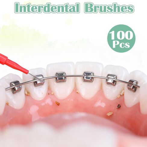 100 PCS Brush for Braces Interdental Brushes Between Teeth Dental Cleaning Tools Tooth Floss Picks Oral Hygiene Toothpicks in Kuwait