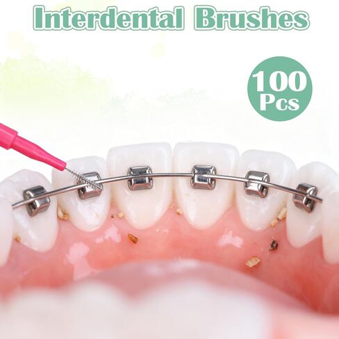 100 Pcs Interdental Brushes Braces Brush for Cleaner Dental Cleaning Tools Soft Tooth Floss Picks for Braces Bridges Care, Portable Bendable Heads in Kuwait