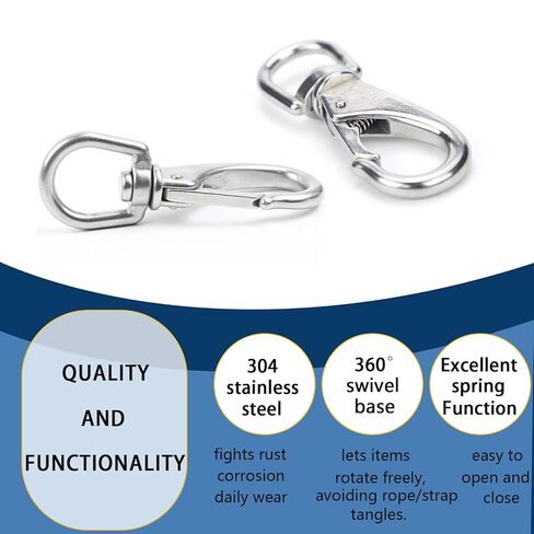 Swivel Eye Snap Hooks 304 Stainless Steel Flag Clips 3.5 Inch Heavy Duty Swivel Snap Hook Flag Pole Clips Spring Hooks for Flagpole Rope, Dog leashes, Keychains, Boat Ropes 4pcs in Kuwait
