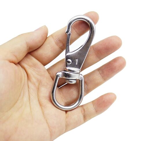 Swivel Eye Snap Hooks 304 Stainless Steel Flag Clips 3.5 Inch Heavy Duty Swivel Snap Hook Flag Pole Clips Spring Hooks for Flagpole Rope, Dog leashes, Keychains, Boat Ropes 4pcs in Kuwait