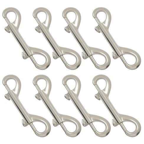 8 PCS Double Ended Snaps, 3.5 Inch Zinc Alloy Trigger Metal Clip Snap Hooks, Heavy Duty Hooks for Pet Dog Leash/Water Bucket Hooks/Key Holder/Carabiner（Silver） in Kuwait