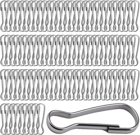 100Pcs 304 Stainless Steel Spring Hooks, Rust-Proof Lanyard Snap Clips for Keychains, ID Cards, Purse, DIY Projects – 1 Inch in Kuwait