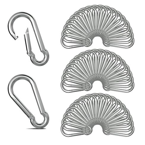 120PCS 2.4" Spring Snap Hook Carabiners, M6 x 2-3/8 Inch Heavy Duty Carabiner Clip Galvanized Steel Quick Link Snap Hook, 260LBS Holding Capacity for Swing, Hammock, Hiking, Gym, Travel Camping in Kuwait