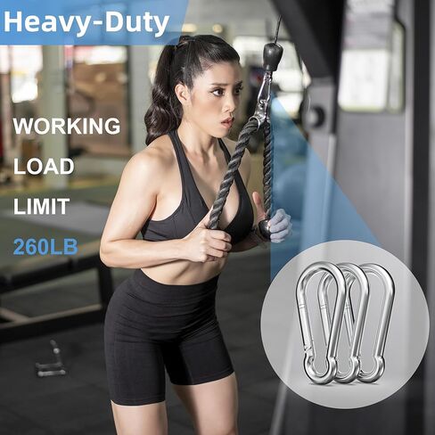 120PCS 2.4" Spring Snap Hook Carabiners, M6 x 2-3/8 Inch Heavy Duty Carabiner Clip Galvanized Steel Quick Link Snap Hook, 260LBS Holding Capacity for Swing, Hammock, Hiking, Gym, Travel Camping in Kuwait