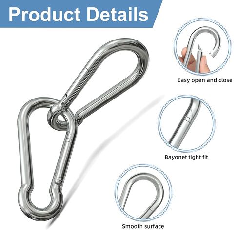120PCS 2.4" Spring Snap Hook Carabiners, M6 x 2-3/8 Inch Heavy Duty Carabiner Clip Galvanized Steel Quick Link Snap Hook, 260LBS Holding Capacity for Swing, Hammock, Hiking, Gym, Travel Camping in Kuwait
