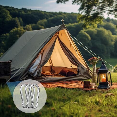 120PCS 2.4" Spring Snap Hook Carabiners, M6 x 2-3/8 Inch Heavy Duty Carabiner Clip Galvanized Steel Quick Link Snap Hook, 260LBS Holding Capacity for Swing, Hammock, Hiking, Gym, Travel Camping in Kuwait